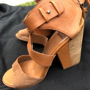 Orangish brown/tan dolce vita stacked block heels